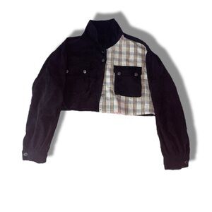 SHEIN Black and Plaid Crop Top